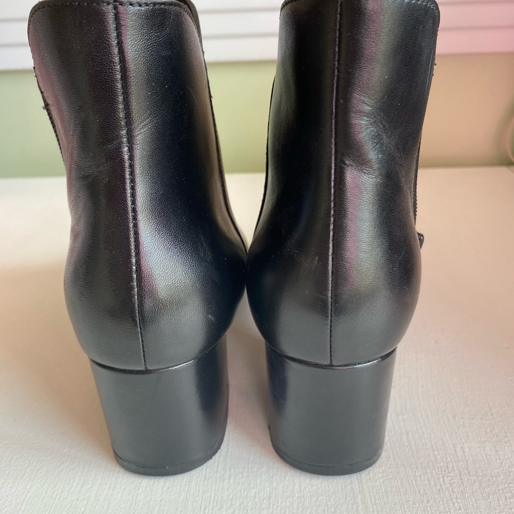 Worn once Cole Haan Black Leather Ankle Boots with chunky heel & zipper closure - Picture 3 of 12
